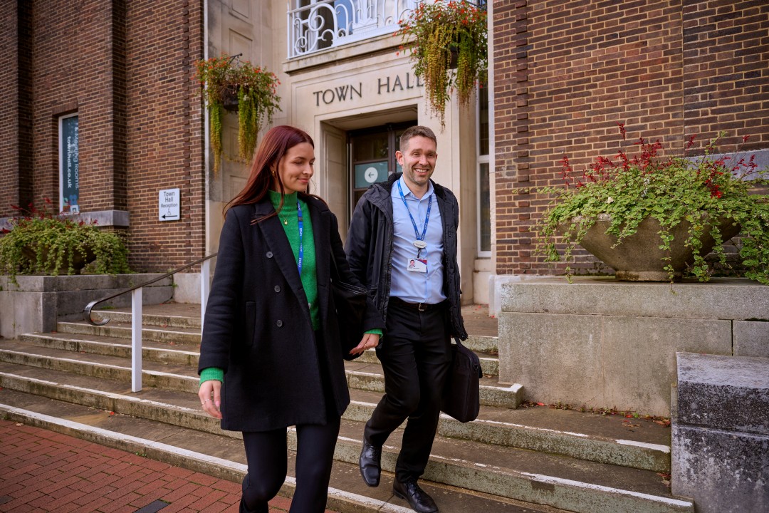 Council colleagues outside the town hall